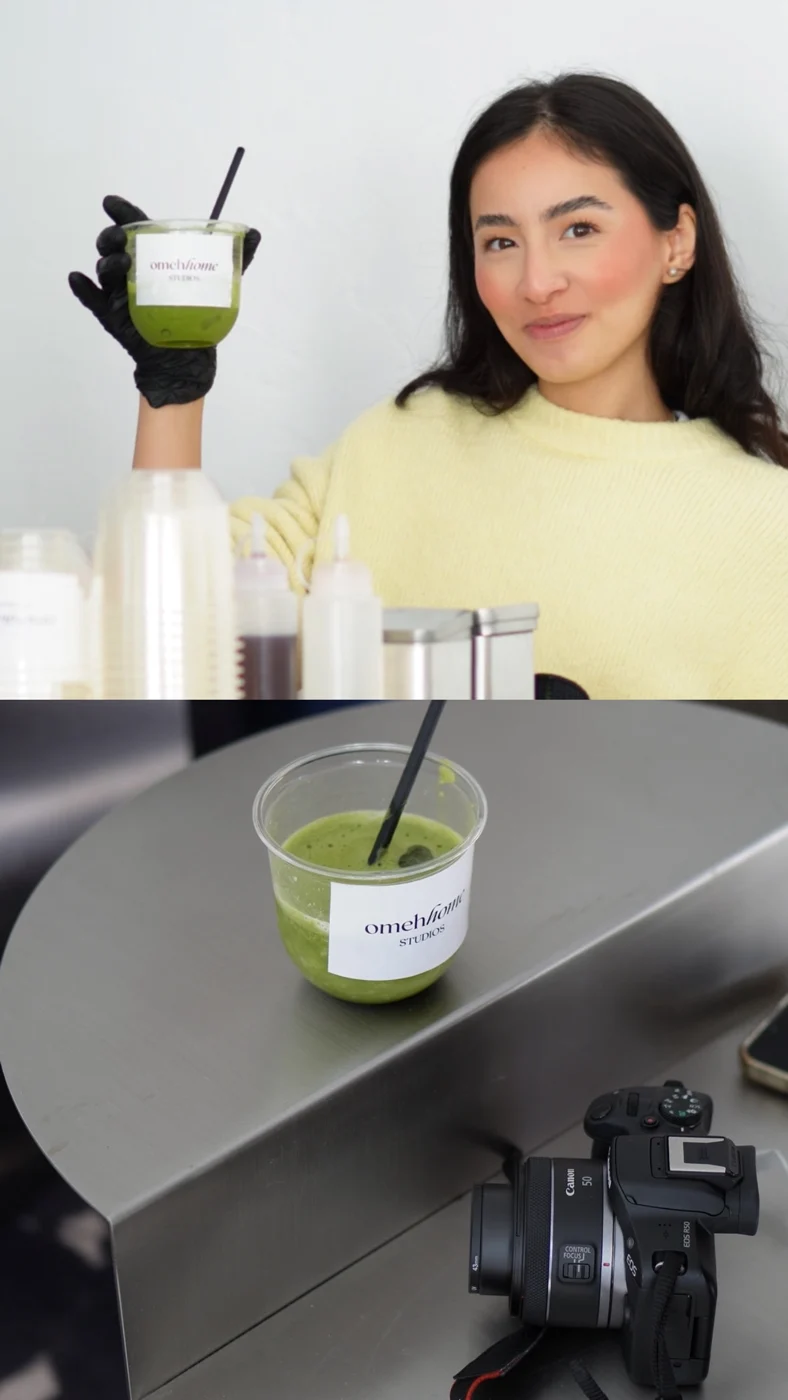 Matcha-Bar und frisch zubereiteter Matcha bei OMEH